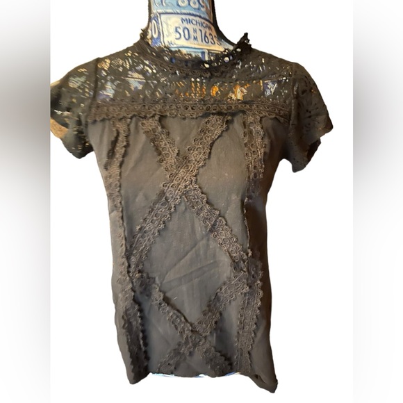 Victorian style black lace blouse - Picture 1 of 8